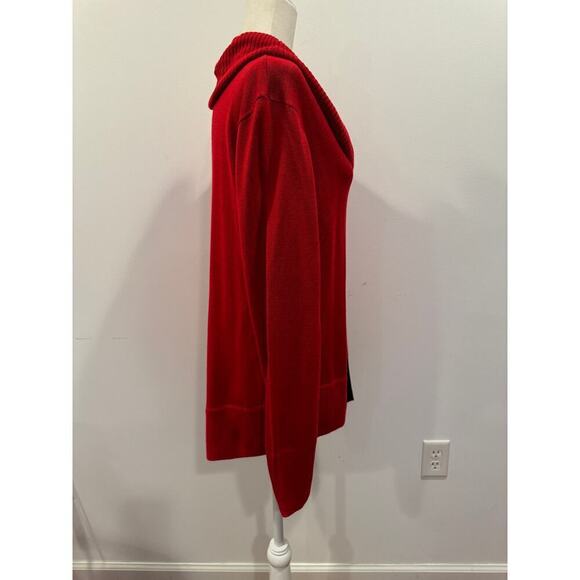 Calving Klein Red and Black Cow Neck Sweater - Size Large - Picture 4 of 8